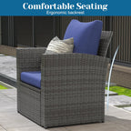 4 Piece Patio Furniture Sets, All-Weather Wicker Conversation Sets, Outdoor Rattan Sectional Sofa Chair with Cushions and Coffee Table for Balcony, Garden, Backyard, Brown - Grand Goldman