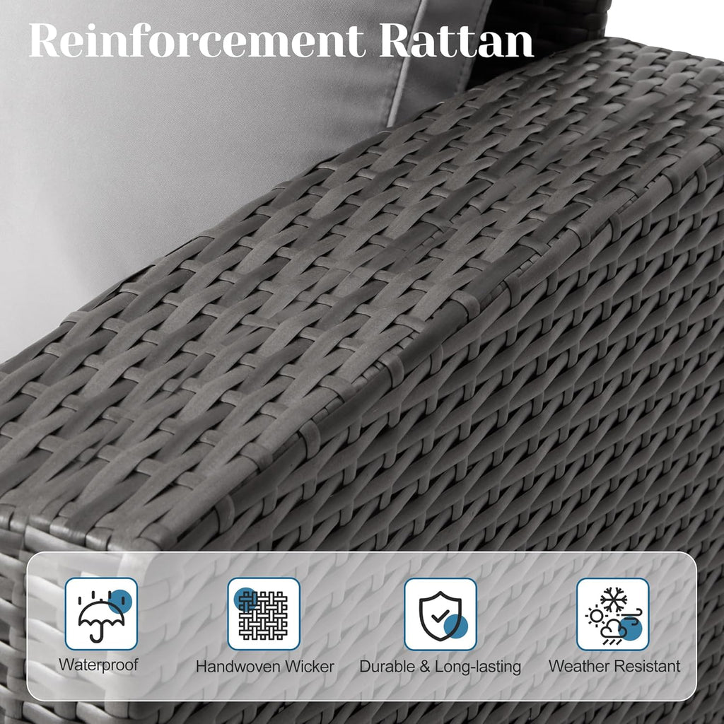 4 Piece Patio Furniture Sets, All-Weather Wicker Conversation Sets, Outdoor Rattan Sectional Sofa Chair with Cushions and Coffee Table for Balcony, Garden, Backyard, Brown - Grand Goldman