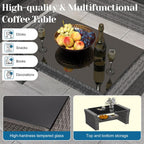 4 Piece Patio Furniture Sets, All-Weather Wicker Conversation Sets, Outdoor Rattan Sectional Sofa Chair with Cushions and Coffee Table for Balcony, Garden, Backyard, Brown - Grand Goldman