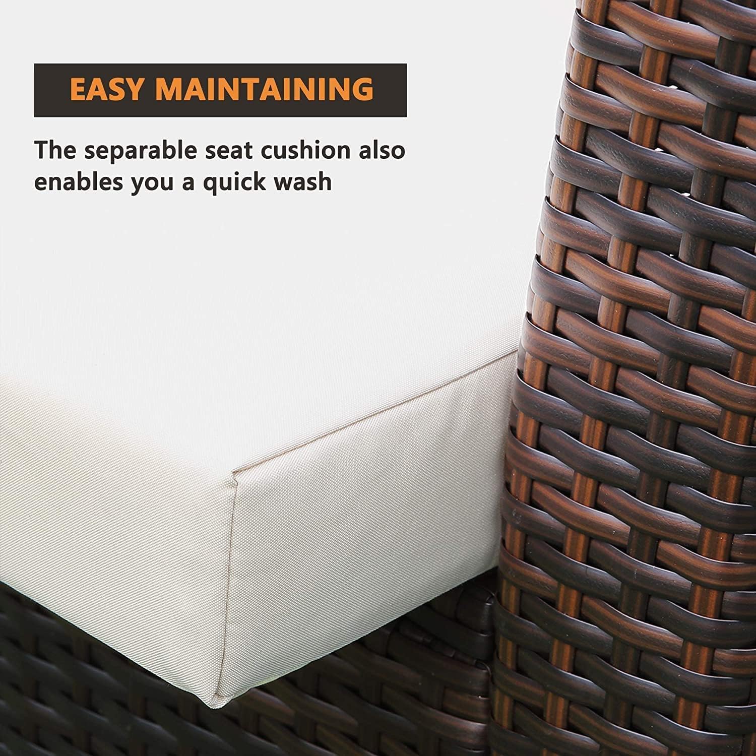 4 Piece Patio Furniture Sets, All-Weather Wicker Conversation Sets, Outdoor Rattan Sectional Sofa Chair with Cushions and Coffee Table for Balcony, Garden, Backyard, Brown - Grand Goldman