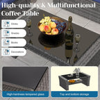 4 Piece Patio Furniture Sets, All-Weather Wicker Conversation Sets, Outdoor Rattan Sectional Sofa Chair with Cushions and Coffee Table for Balcony, Garden, Backyard, Brown - Grand Goldman