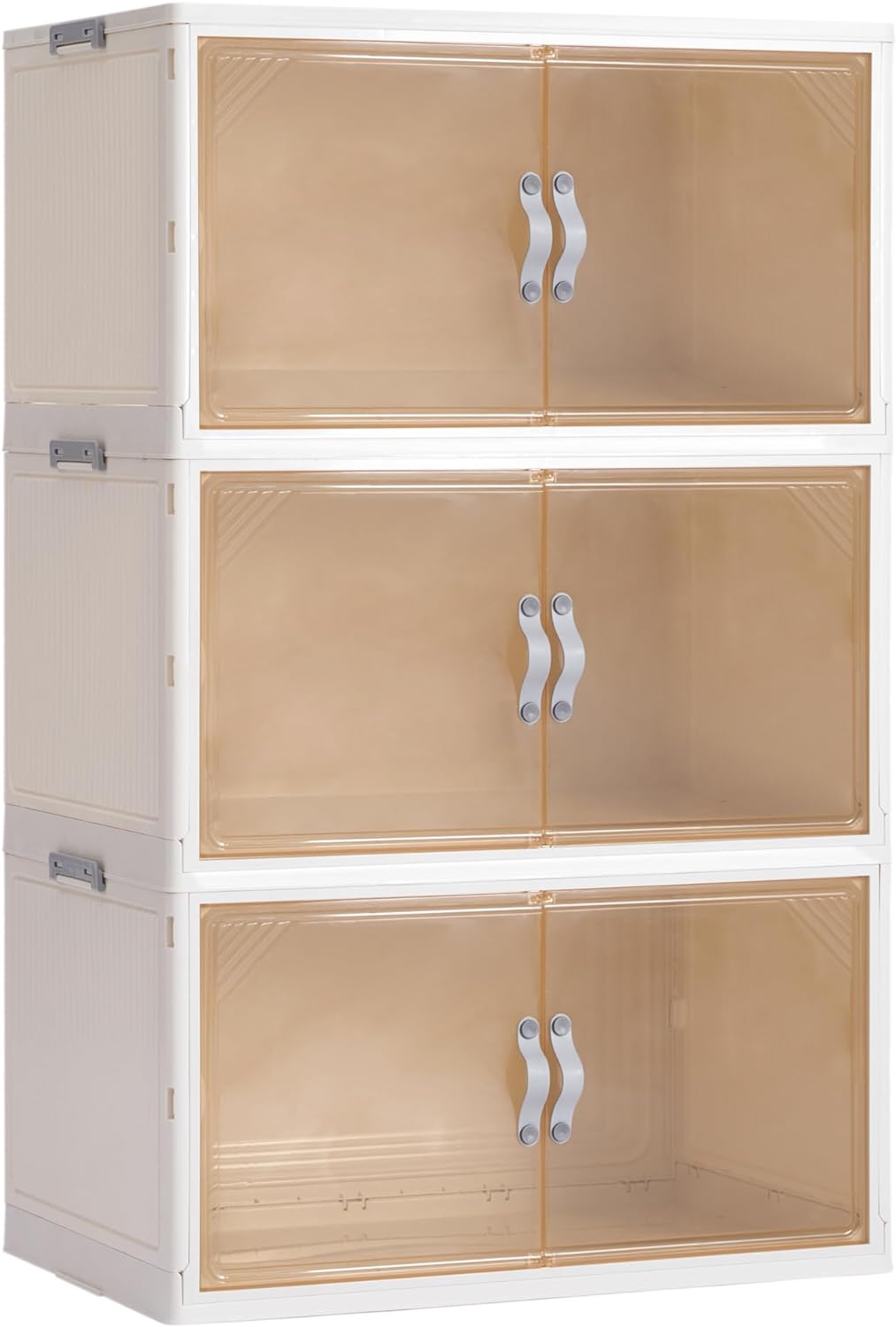 4 Tier Plastic Storage Bins with Drawers - Foldable Stackable Storage Bins with Lids - Closet Craft Organizers and Storage - 24QT Plastic Drawer Storage for Bedroom Study Toy Room Office - Grand Goldman