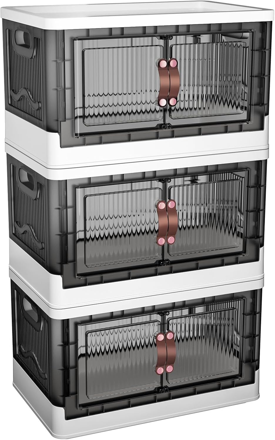 4 Tier Plastic Storage Bins with Lid 23QT, Stackable Storage Containers with Wheels, Folding Storage Boxes, Collapsible Storage Bins, Closet Organizers and Storage for Living Room,Office,Dorm - Grand Goldman