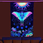 Amazon Fluorescent Tapestry Uv Blue Light Skull Flower Eyes