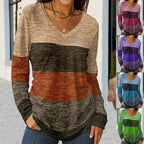 Casual Fashion Trends High Quality Color Matching Long Sleeve V-neck