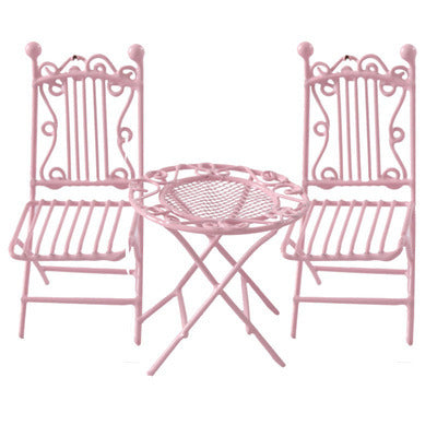 Iron Art Table And Chair Coffee Table And Chair Mini Model