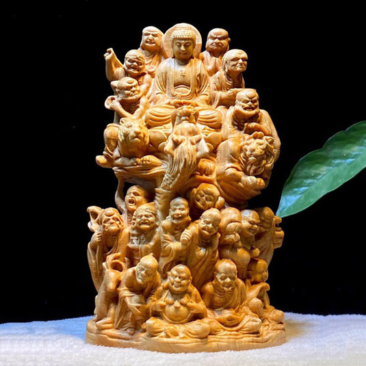 Thuja Wood Carving 18 Eighteen Arhat Buddha Statues