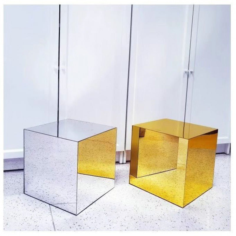 Mirror Acrylic Cube Coffee Table Side Table Simple Bedside Table Decorative Ornaments Shooting Props