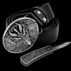 RANGER'S Multifunctional Cowboy & Cowgirl Country Leather Belt with Hidden Knife - Men & Women Smooth Buckle