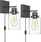 5-Light Black Bathroom Vanity Light, Modern Vanity Lighting Fixture for Bathroom, 31" Matte Light Fixture, Wall Sconces with Clear Glass Shade, Black Bathroom Wall Light Over Mirror - Grand Goldman