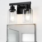 5-Light Black Bathroom Vanity Light, Modern Vanity Lighting Fixture for Bathroom, 31" Matte Light Fixture, Wall Sconces with Clear Glass Shade, Black Bathroom Wall Light Over Mirror - Grand Goldman