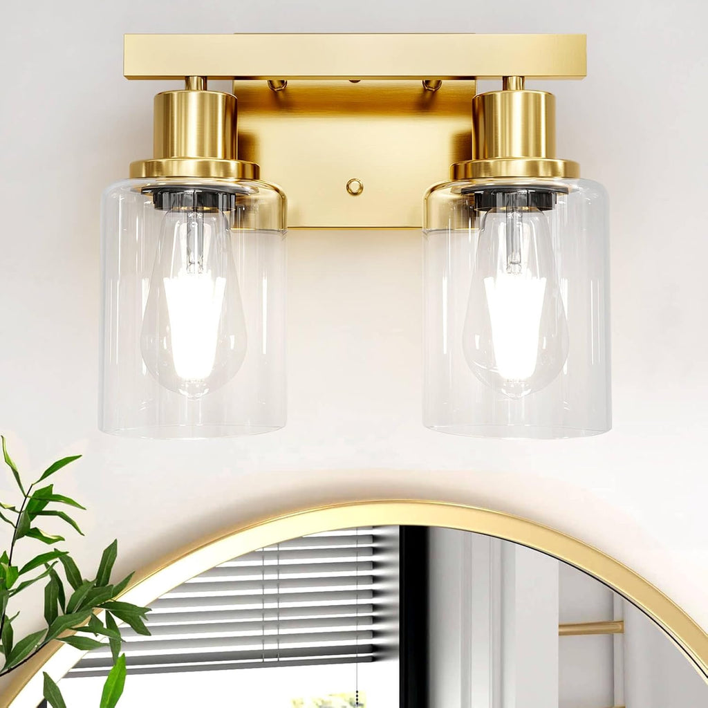 5-Light Black Bathroom Vanity Light, Modern Vanity Lighting Fixture for Bathroom, 31" Matte Light Fixture, Wall Sconces with Clear Glass Shade, Black Bathroom Wall Light Over Mirror - Grand Goldman