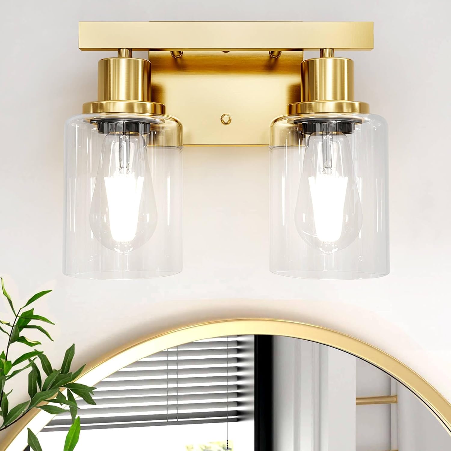 5-Light Black Bathroom Vanity Light, Modern Vanity Lighting Fixture for Bathroom, 31" Matte Light Fixture, Wall Sconces with Clear Glass Shade, Black Bathroom Wall Light Over Mirror - Grand Goldman