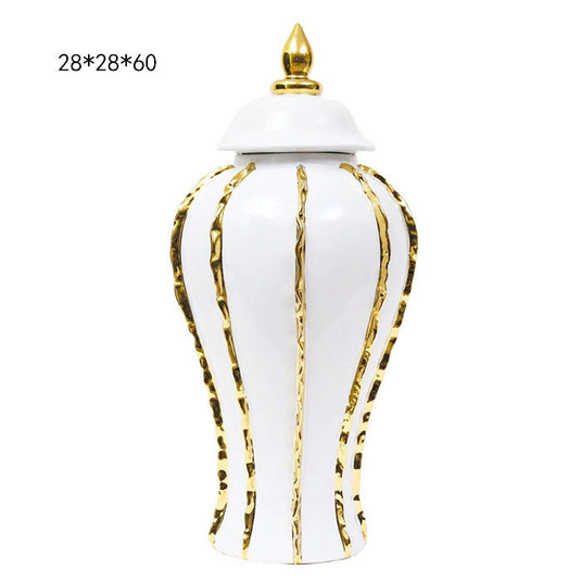 Europæisk stil lys luksus galvaniseret keramisk vase