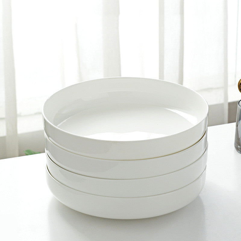 Household Pure White Simple Bone China Tableware Plate