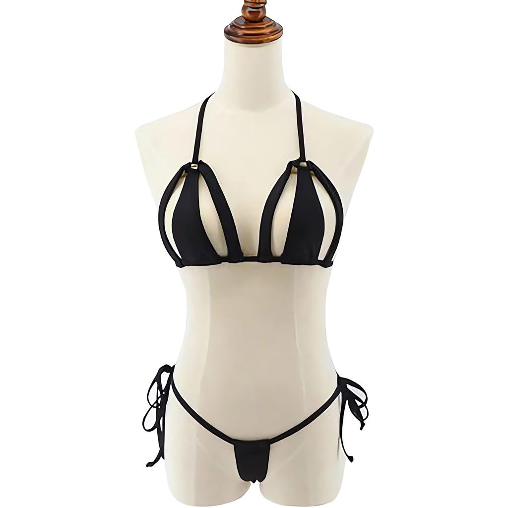 Микро бикини, сексуальные стринги-танга купальник для женщин, милые горячие мини крошечные бикини, приватная пляжная одежда черного цвета
