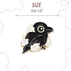 Crow Pins 13PC Black Raven Enamel Pins Set Lapel Brooch Button Jewlery Cute Crows Themed Stuff for Women Backpack Hat Bag Gothic Goth Spooky Witchy Horror Skull Flower Accessories Decoration