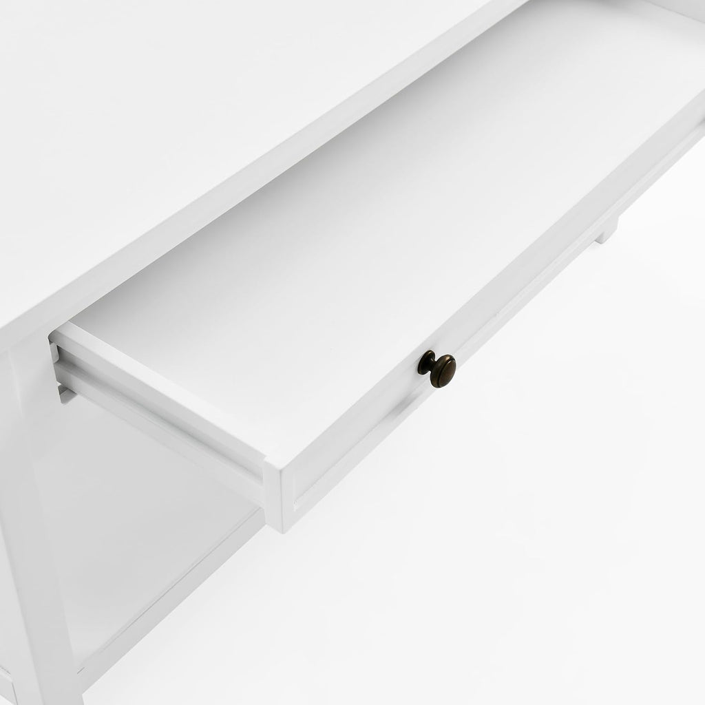 Coventry 36-Inch White Wood Coffee Table with Drawer & Open Shelf – Modern Accent Furniture for Living Room Storage & Décor by Alaterre Furniture