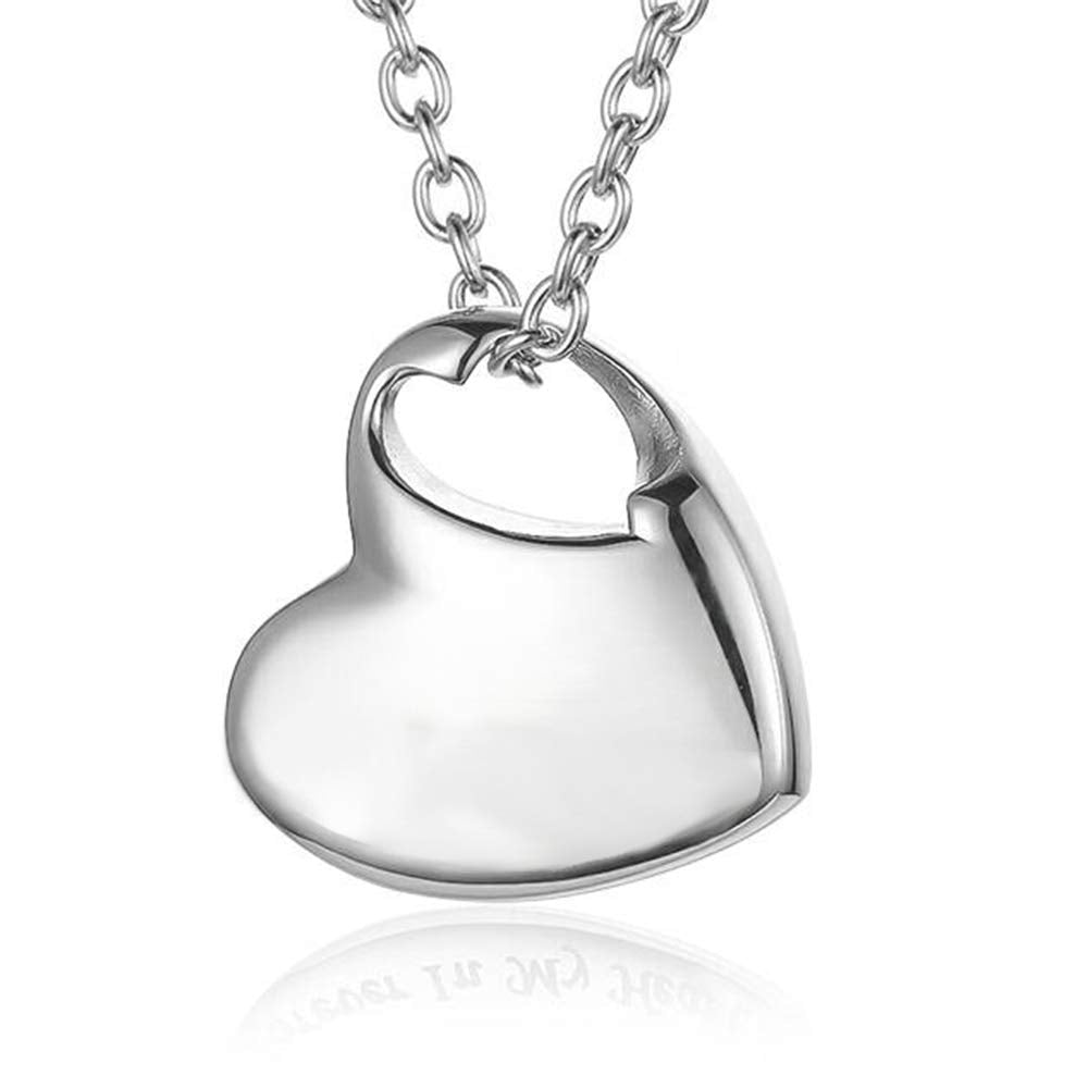 Cremation Urn Necklace for Ashes Urn Jewelry,Forever in My Heart Carved Stainless Steel Keepsake Waterproof Memorial Pendant for mom & dad with Filling Kit…