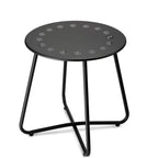 danpinera Outdoor Side Tables with Flower Cut Outs, Weather Resistant Steel Patio Side Table, Small Round Outdoor End Table Metal Side Table for Patio Yard Balcony Garden Navy Blue