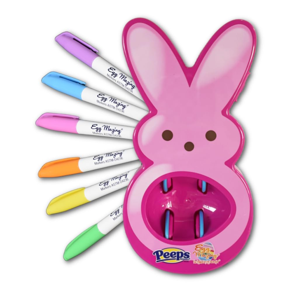 Eggmazing Egg Decorator - Peeps Bunny - Arts and Craft Set Includes 6 Colorful Quick Drying, Non-Toxic Markers (Blue), Ages 3 and Up