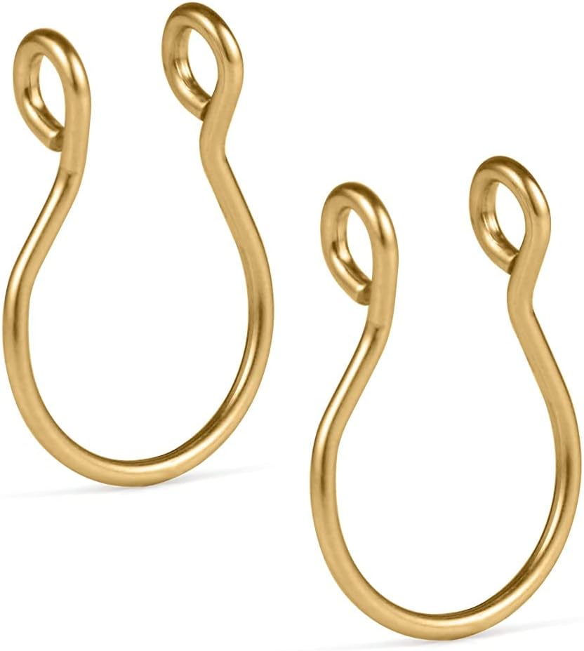 Ruifan 316L Surgical Steel Tribal Fake Faux Clip On Septum Nose Hoop Ring Body Jewelry Piercing Unisex 20 Gauge 5/16"(8mm) 2-6PCS