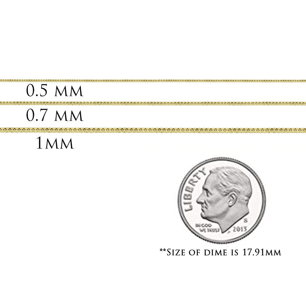 Colar de Corrente Caixa 0,7mm com Fecho Lagosta da Honolulu Jewelry Company em Ouro Amarelo Maciço Real 14K (20 Polegadas)