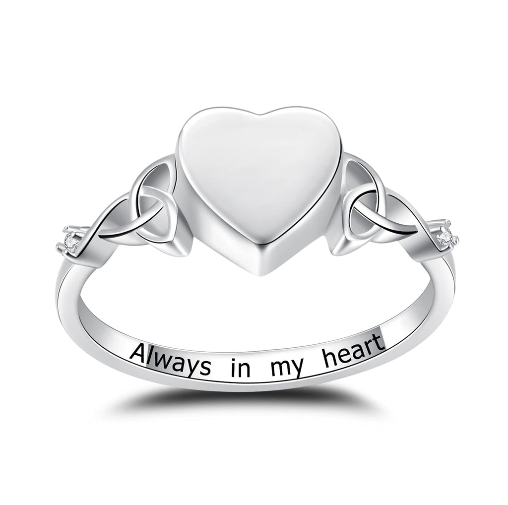 Heart Cremation Ring for Ashes: 925 Sterling Silver Forever in My Heart Carved Urn Keepake Rings Memorial Jewelry for Women Men