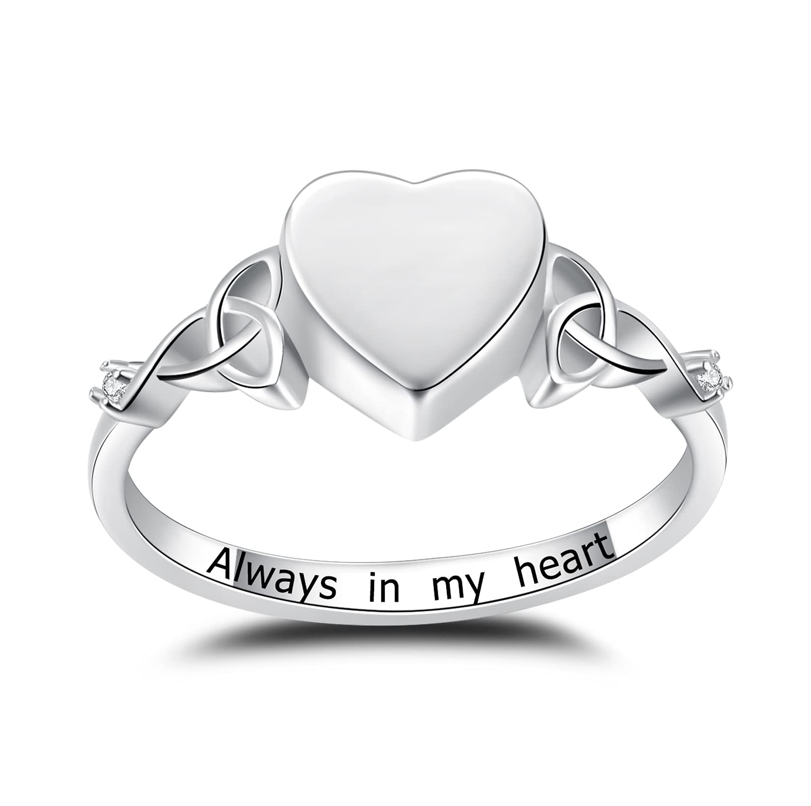 Heart Cremation Ring for Ashes: 925 Sterling Silver Forever in My Heart Carved Urn Keepake Rings Memorial Jewelry for Women Men