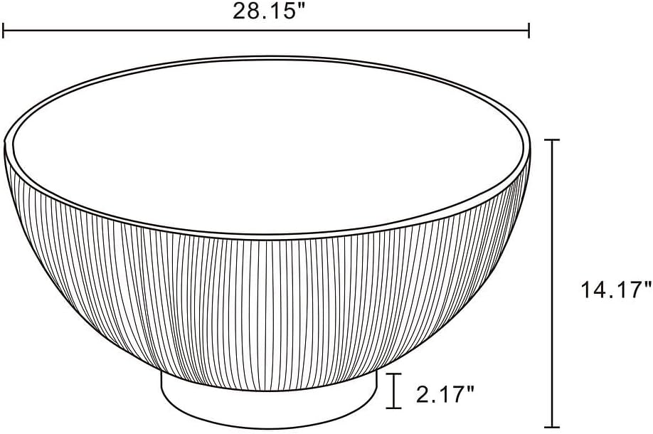 Manhattan Comfort Anderson Modern 28.15" Round Coffee Table 2.0 - Ceramic Marble Tabletop, Elegant Pleated Leatherette Details & Gold Base, Fully Assembled Accent Furniture, Set of 1, Cream