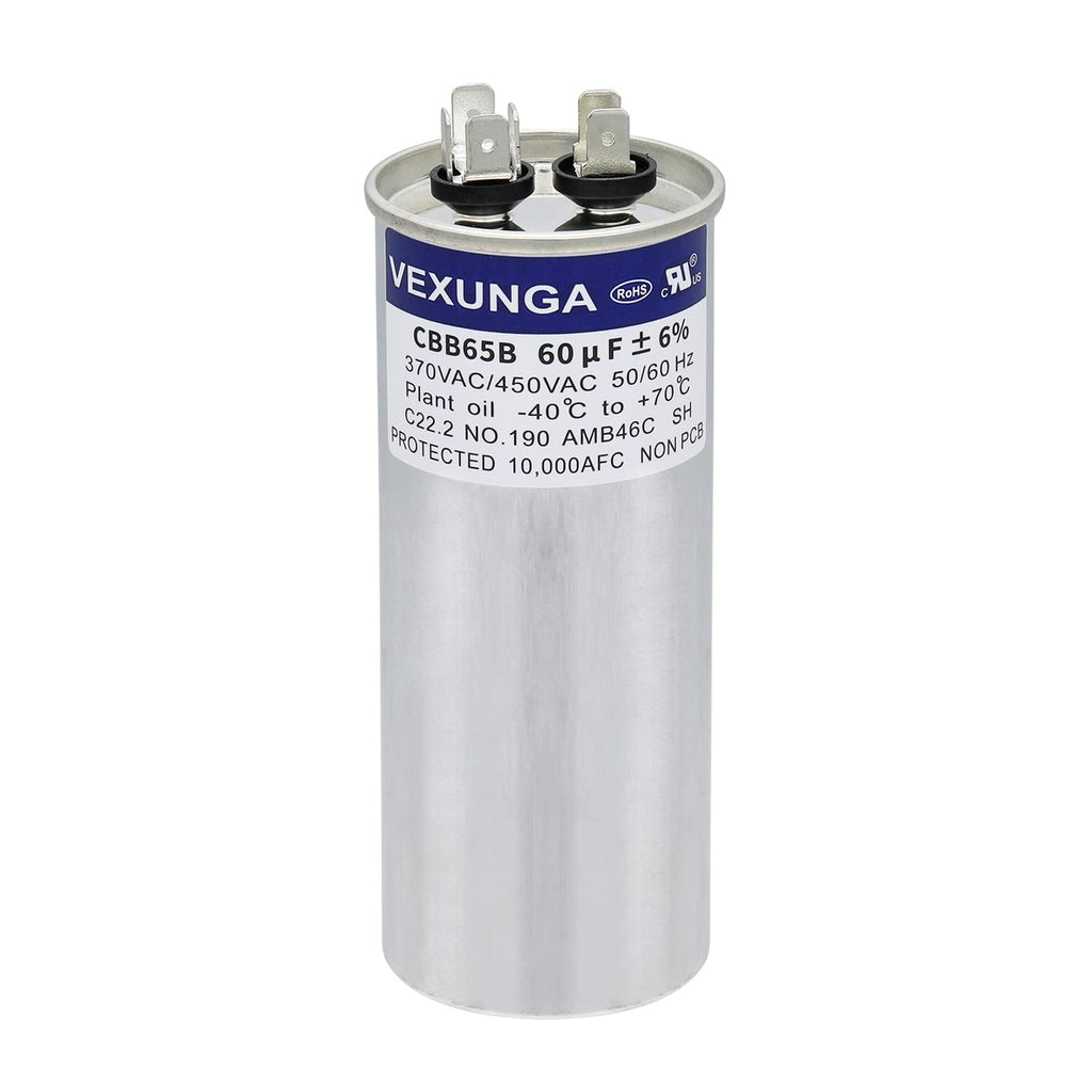 45/5 uF 45+5 MFD 370V or 440V Dual Run Start Round A/C Capacitor 45 5 uF 370 440 Volt VAC CBB65B Air Conditioner Capacitors for AC Unit Fan Motor Start or Heat Pump or Condenser Straight Cool