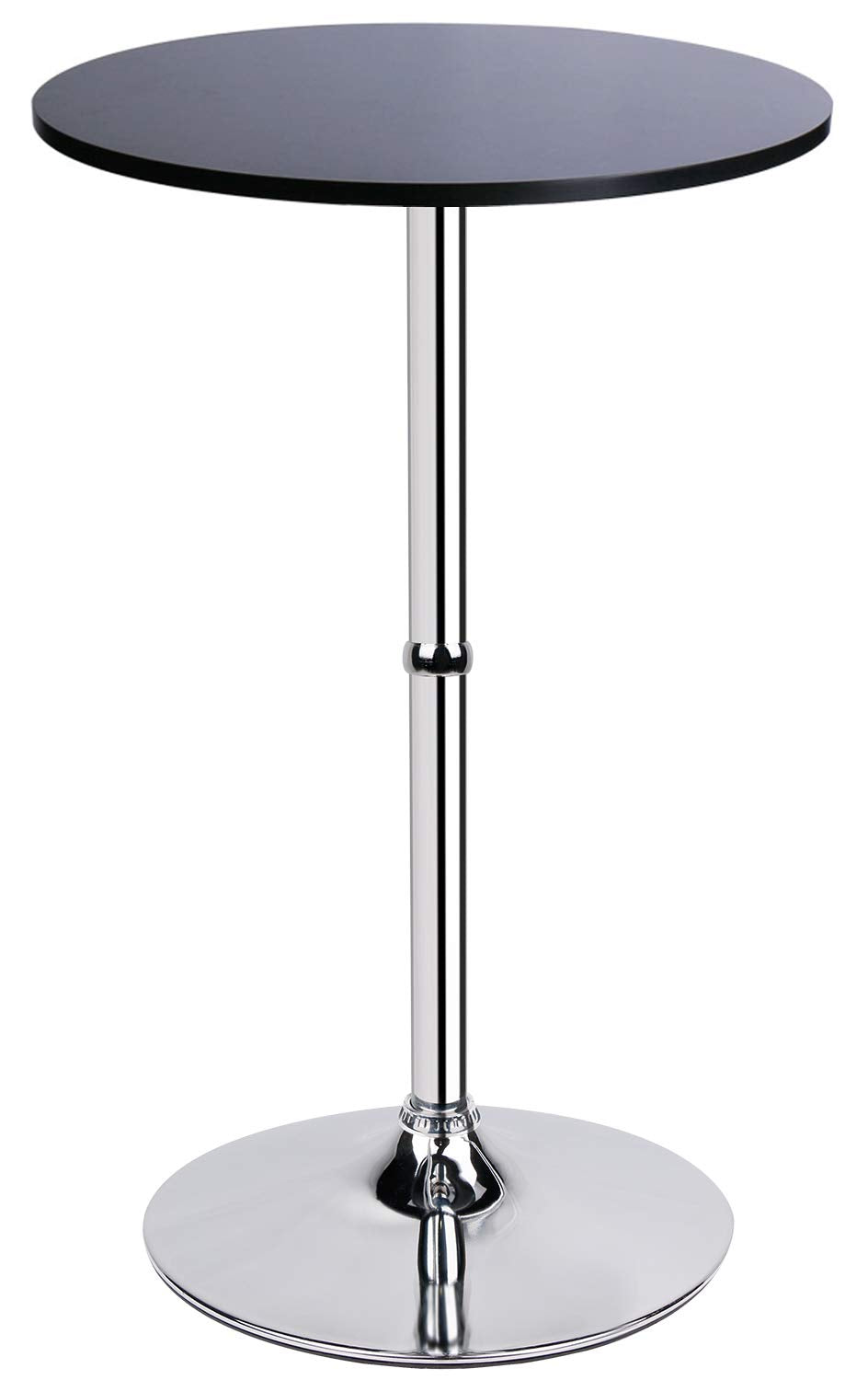Leopard MDF Round Top Not Adjustable (41 INCHES Height) Bar Table, Pub Table with Silver Leg and Base (White)