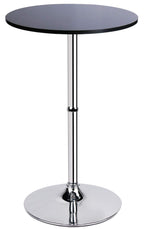 Leopard MDF Round Top Not Adjustable (41 INCHES Height) Bar Table, Pub Table with Silver Leg and Base (White)