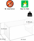 Acrylic Thick Coffee Table for Living Room. 34" Modern Minimalist Rectangular and Clear End Table.Easy to Clean and Safe Rounded Edges (16.9" D x 34.6" W x 14.6" H)