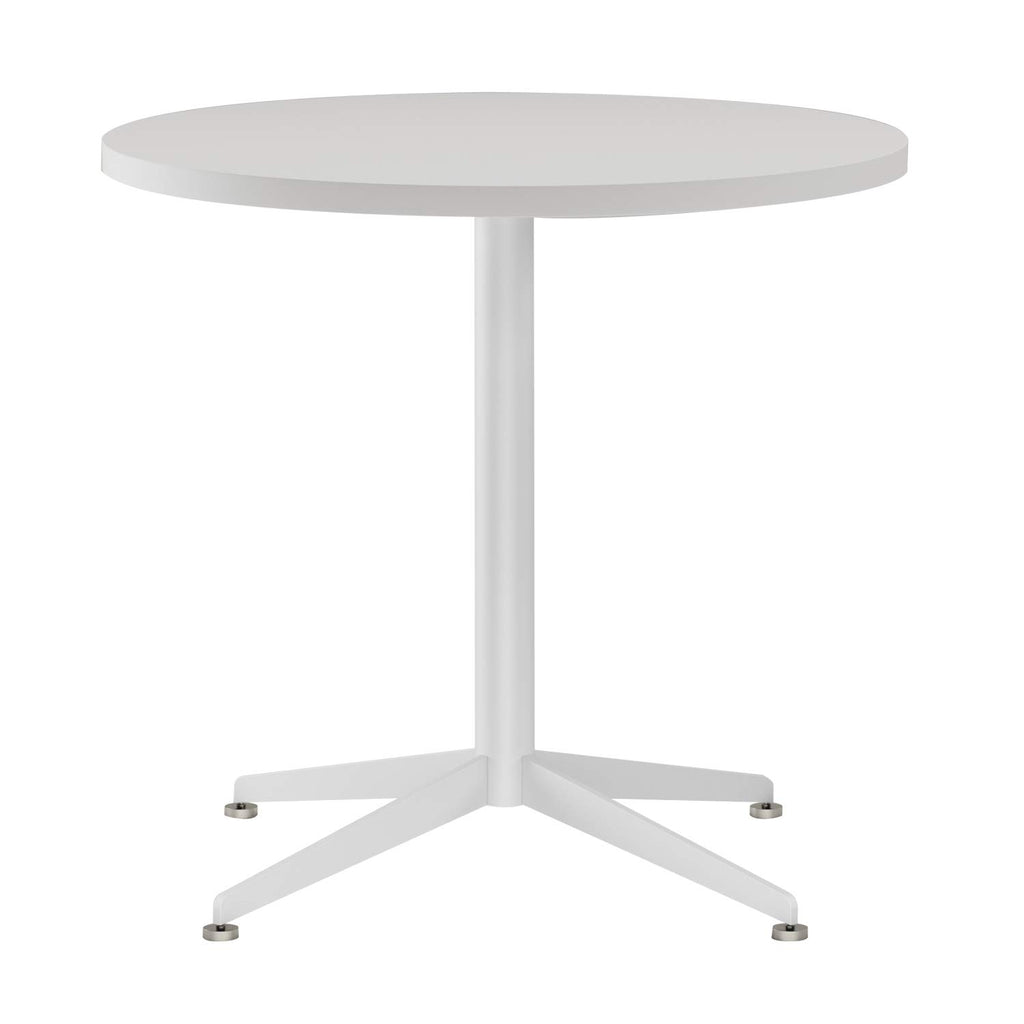 White Dining Table Round Small Office Table Conference Table Coffee Meeting Table w/Stainless Steel X-Shaped Pedestal for Office Boardroom Kitchen Living Room 31.5 inch