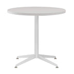 White Dining Table Round Small Office Table Conference Table Coffee Meeting Table w/Stainless Steel X-Shaped Pedestal for Office Boardroom Kitchen Living Room 31.5 inch