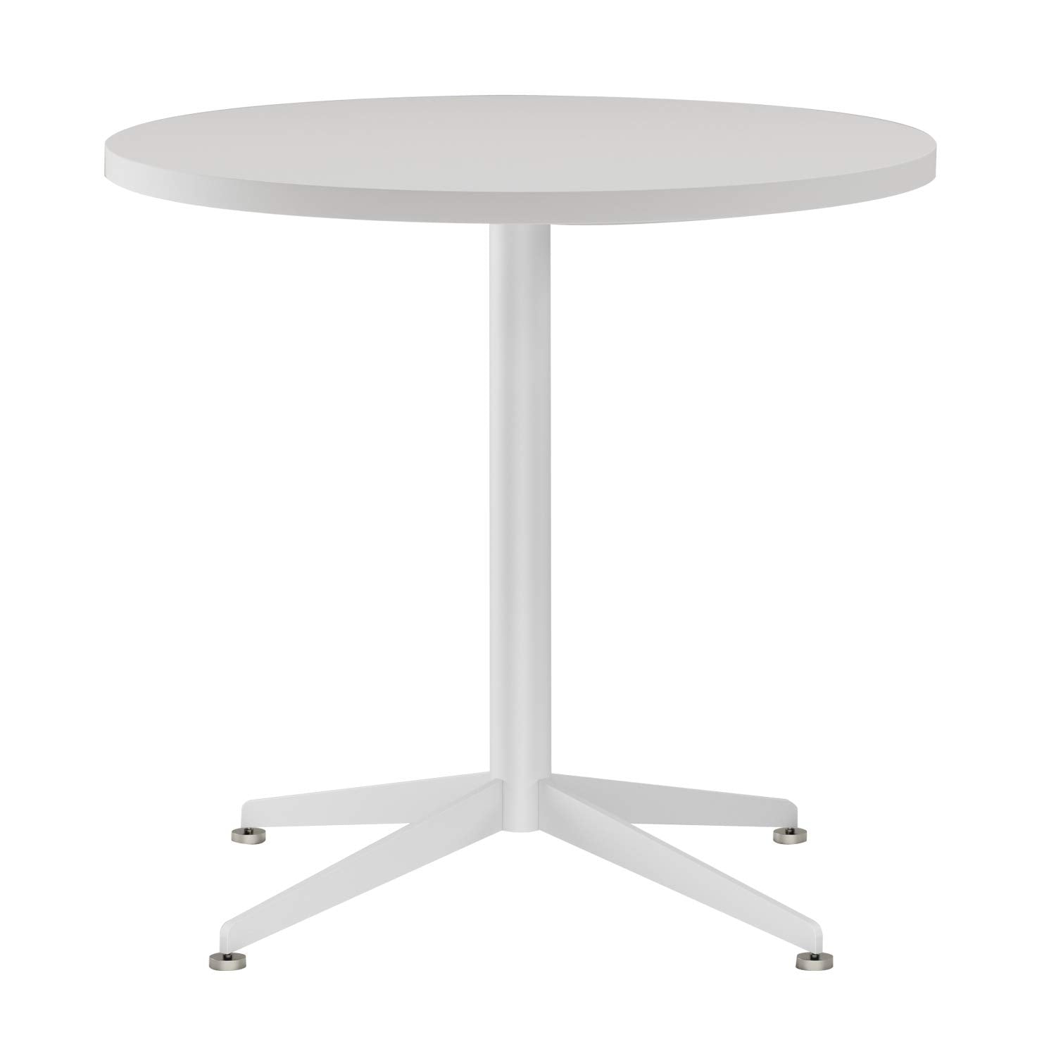 White Dining Table Round Small Office Table Conference Table Coffee Meeting Table w/Stainless Steel X-Shaped Pedestal for Office Boardroom Kitchen Living Room 31.5 inch