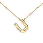 BOLAGTIER Bubble Letter Halskette Goldbeschichteter Ballon Anfangsbuchstabe Massiver Bubble Alphabet Anhänger Halskette Trendiger Schmuck Geschenk für Frauen (U, Gold)