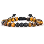 M MOOHAM Natural Stone Bracelets for Men - 8mm Tiger Eye, Matte Agate, Lava Rock - Teen Boys Gifts for Birthday, Anniversary, Christmas
