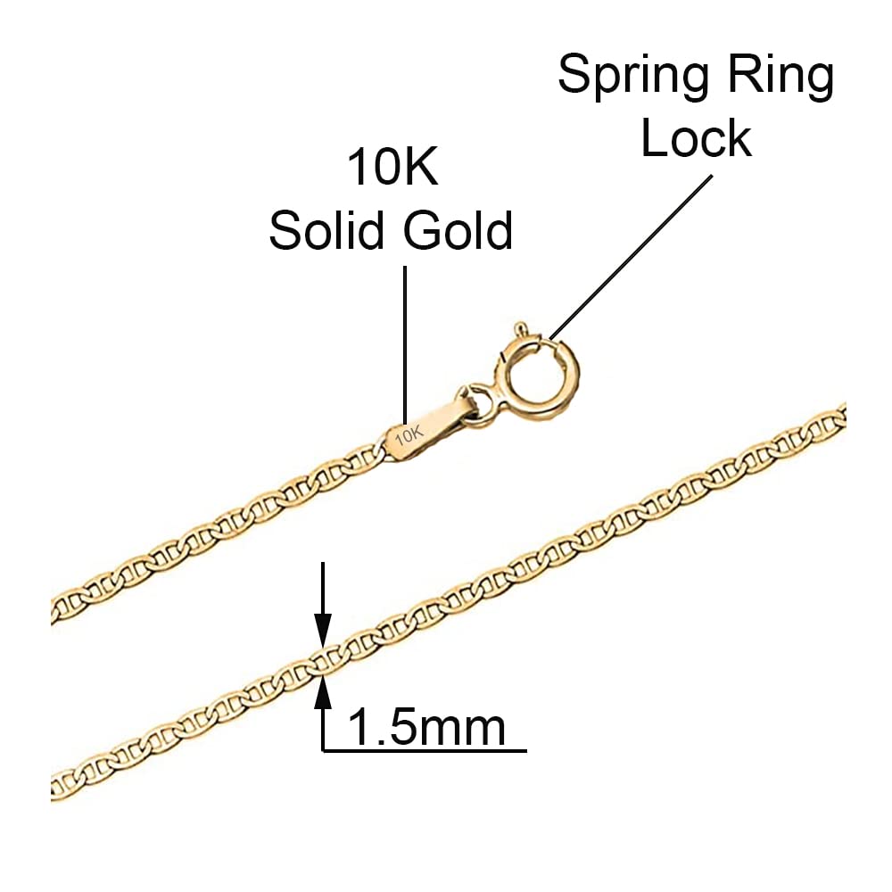 Savlano Corrente Colar Italiana Mariner Lisa em Ouro Maciço 10K com Elo de 1,5mm - Colar de 10 Quilates Acompanha Caixa de Presente para Mulheres e Homens - Feito na Itália (18)