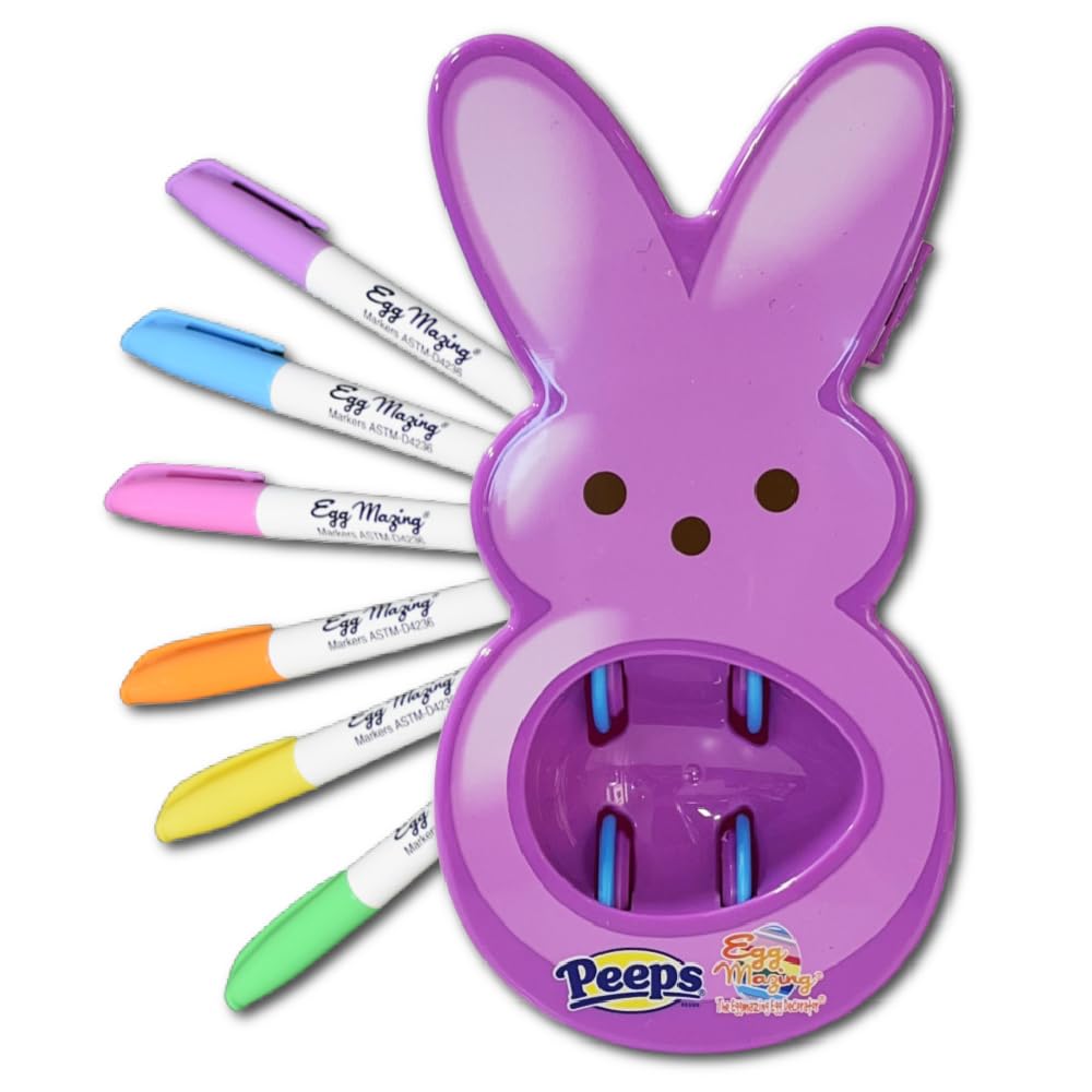 Eggmazing Egg Decorator - Peeps Bunny - Arts and Craft Set Includes 6 Colorful Quick Drying, Non-Toxic Markers (Blue), Ages 3 and Up