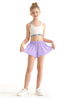 Pige sommerfugle shorts, løstsiddende shorts med lomme, børns lavendel lilla sommerfugleskørter med spandexforing, 12-13 år