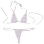 EVAbaby Maillot de bain bikini string micro pour femmes 2 pièces Ensemble string mini extrême transparent Maillot de bain