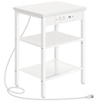 HOOBRO Side Table with Charging Station and USB Ports, Small End Table for Small Space, 3-Tier Nightstand with Adjustable Shelf, for Living Room, Bedroom and Balcony, Rustic Brown BF112BZ01