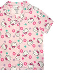 Hello Kitty Girls Pajama Set - 2 Piece Cozy Girls Pjs with Button Down Short Sleeve & Shorts For Kids - Official Product Light Pink