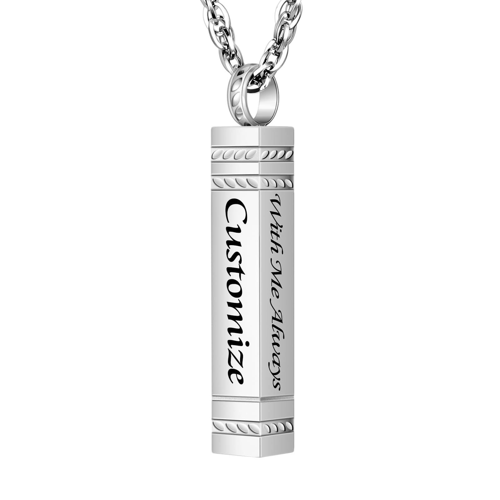abooxiu Urn Necklace for Ashes Memorial Cremation Jewelry for Ashes Stainless Steel Ashes Jewelry Cube Ashes Necklace Bar Urn Pendant for Women Men