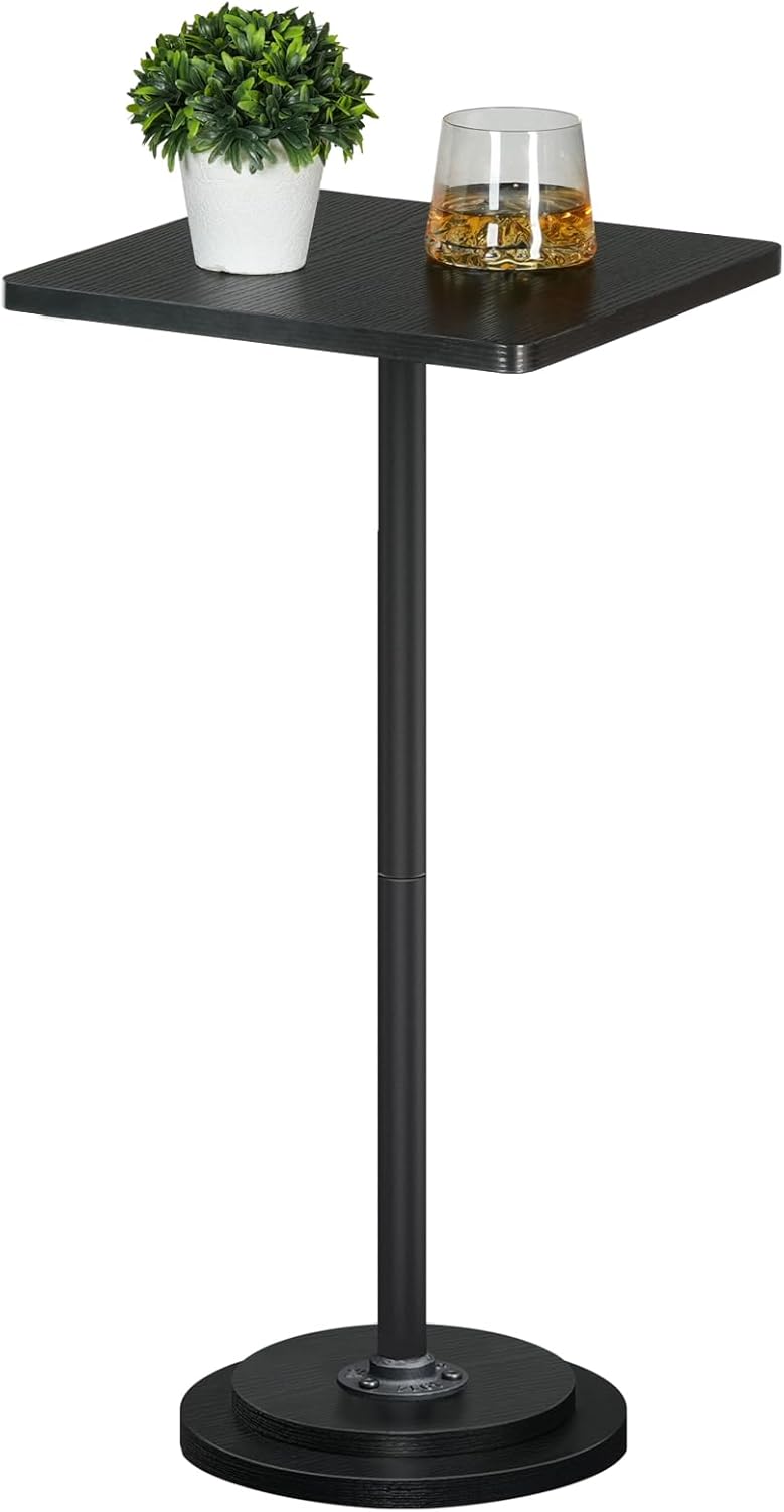 HOOBRO Small Side Table, Square Drink Table, Modern Accent End Table with Pedestal for Small Spaces in Living Room, Bedroom, Sofa Couch, Easy Assembly, Black BB171BZ01