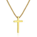 M MOOHAM Cross Necklace for Men, Silver Black Gold Stainless Steel Plain Cross Pendant Necklace for Men Box Chain 16-30 Inch