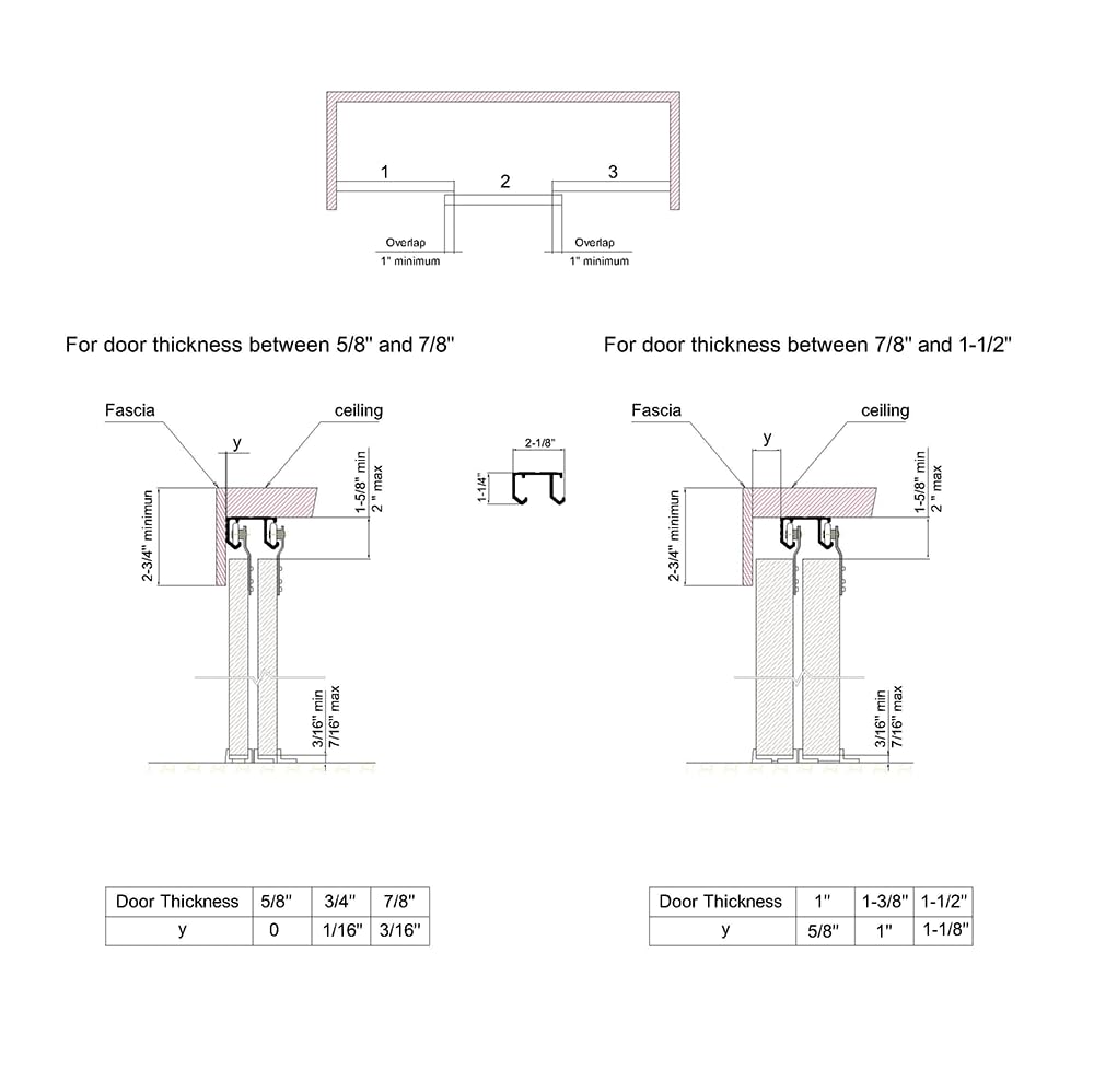 Sliding Closet Door Hardware Kit - 94-inch Double Track for 2 Or 3 Bypass Doors Up to 100lbs - SLID'UP 110 - Grand Goldman