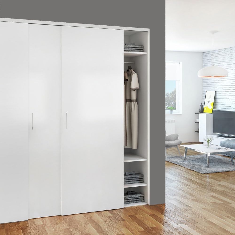 Sliding Closet Door Hardware Kit - 94-inch Double Track for 2 Or 3 Bypass Doors Up to 100lbs - SLID'UP 110 - Grand Goldman